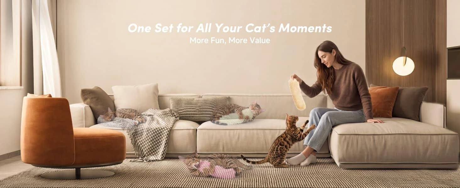 Catnip Cat Toys 4 Pack — Soft Cat Pillow Kicker Toys with Crinkle Sound — collection imagery