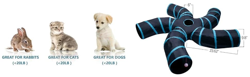 Cat Tunnel for Indoor Cats Large, with Play Ball S-Shape 5 Way Collapsible Interactive Peek Hole Pet Tube Toys — collection imagery