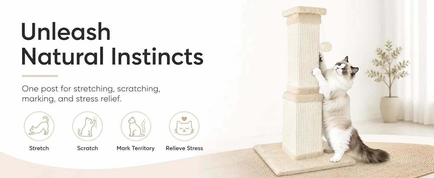 Cat Scratching Post for Indoor Cats — 32Inch Sisal Cat Scratcher — product details