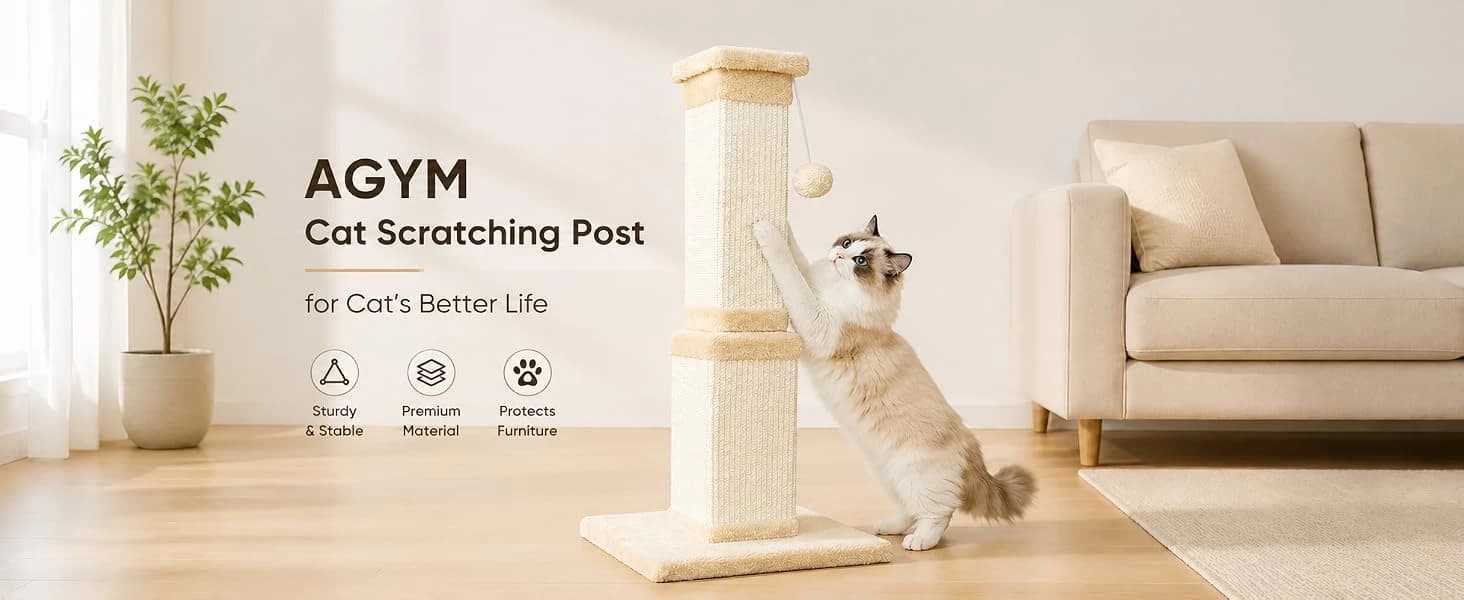 Cat Scratching Post for Indoor Cats — 32Inch Sisal Cat Scratcher — product details