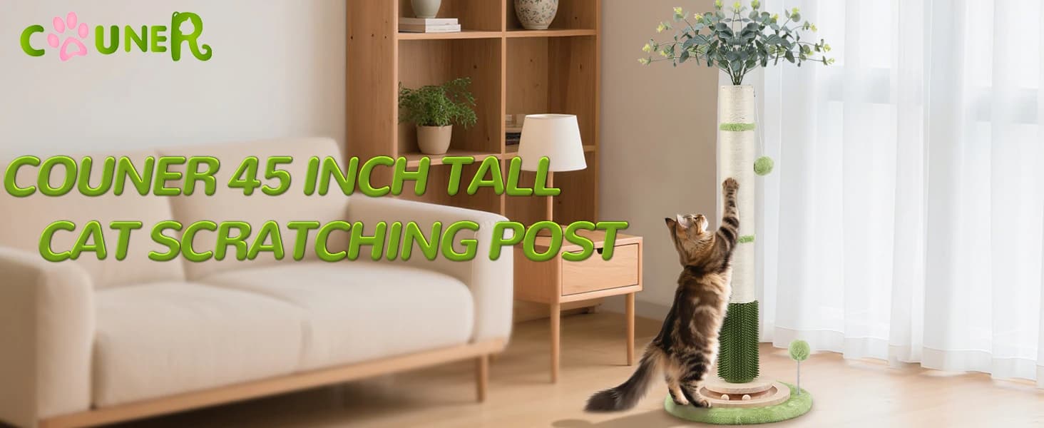 45'' Extra Tall Cat Scratching Post for Large, Heavy Duty Scratcher Tree — Cat Scratching Post for Indoor Large Cats