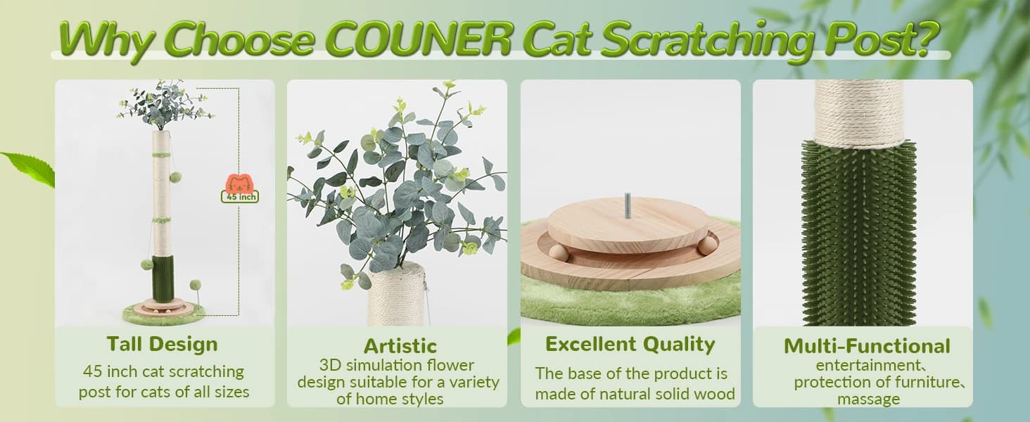 45'' Extra Tall Cat Scratching Post for Large, Heavy Duty Scratcher Tree — product details