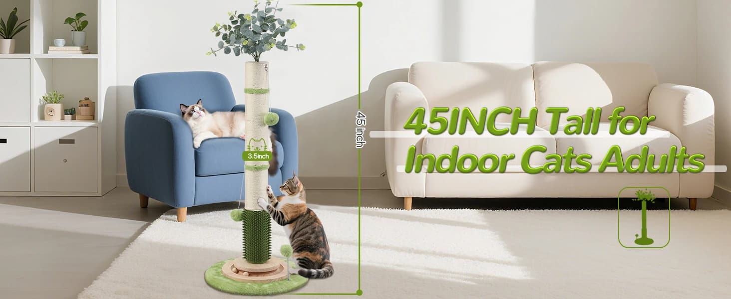 45'' Extra Tall Cat Scratching Post for Large, Heavy Duty Scratcher Tree — collection imagery