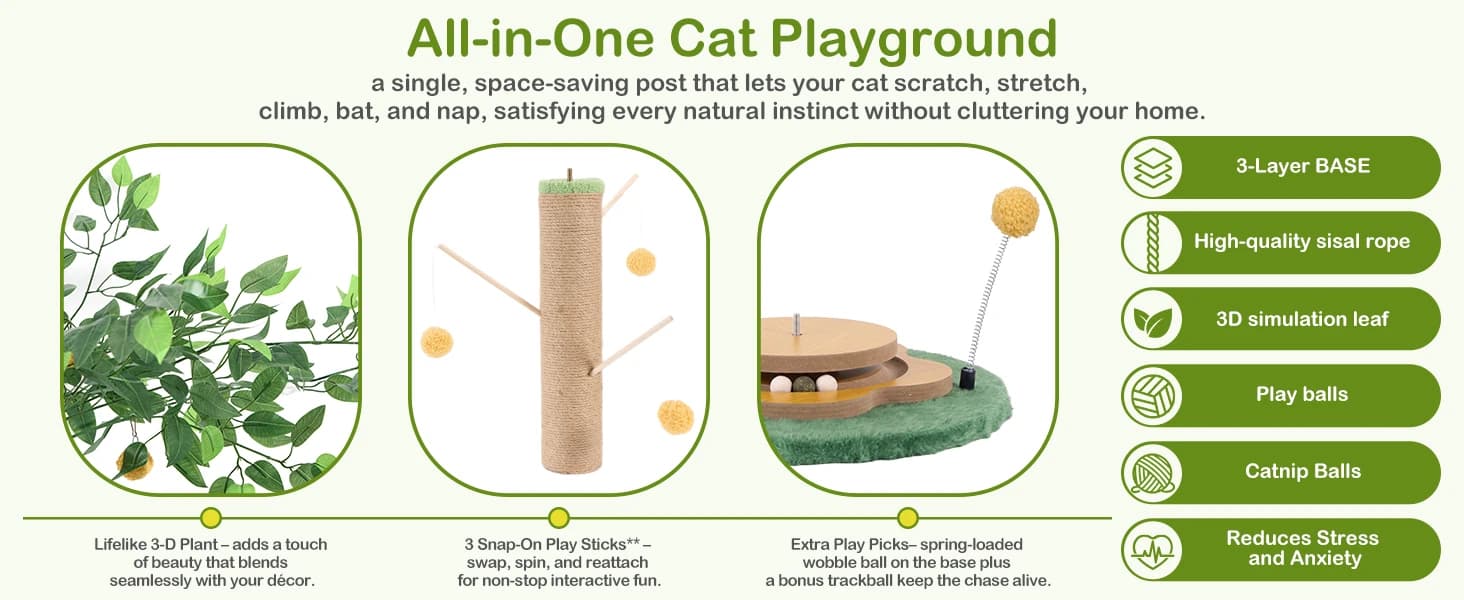 Tall Cat Scratching Post 51 Inch — Sisal Rope Cat Scratcher Tree — product details