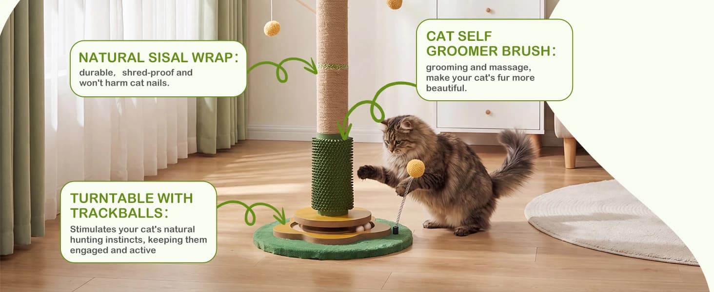 Tall Cat Scratching Post 51 Inch — Sisal Rope Cat Scratcher Tree — product details