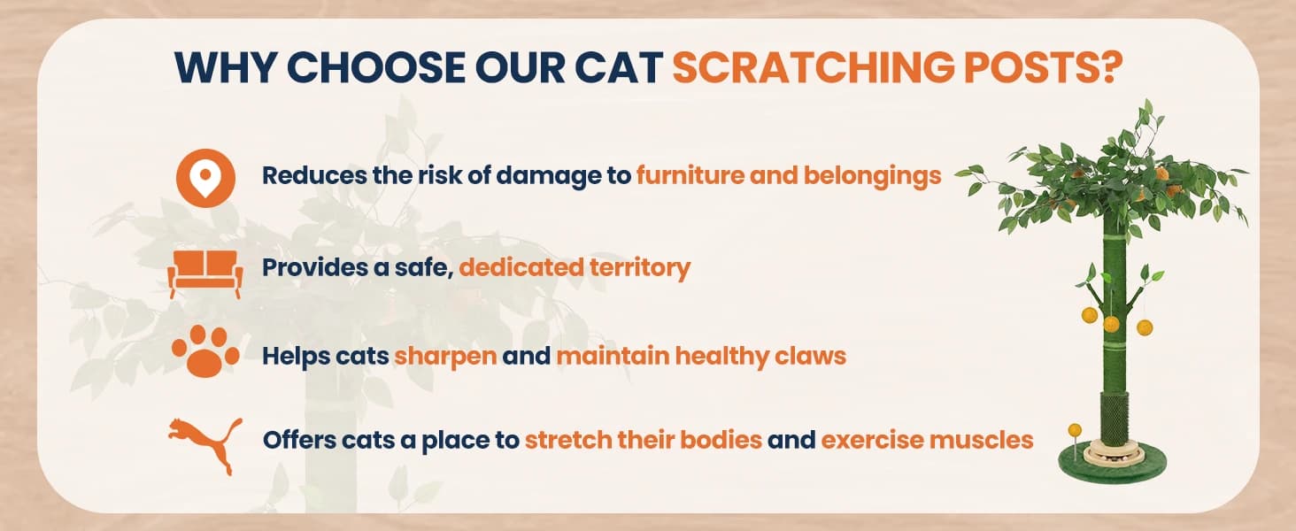 46" Extra Tall Cat Scratching Post for Large Cats — Sisal Rope — product details