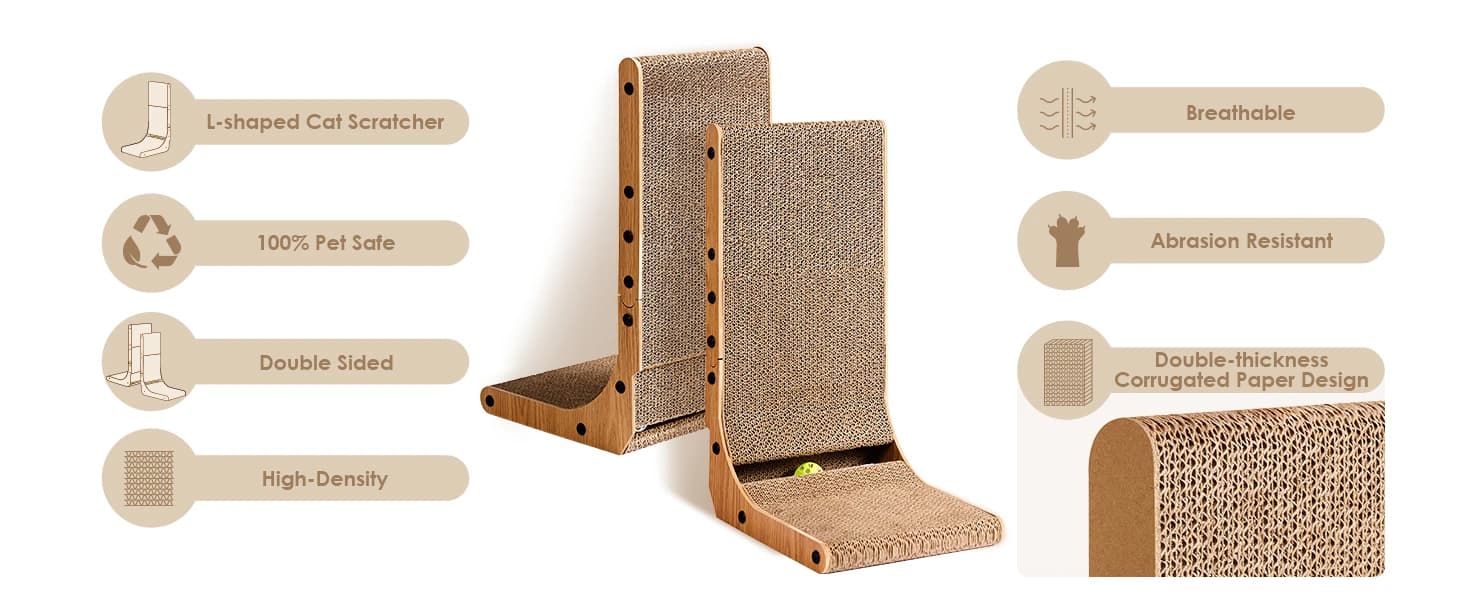 Cardboard Cat Scratcher for Indoor Cats — 26.8 Inch — product details