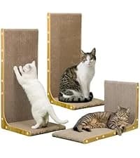 3-Pack Cardboard Cat Scratcher for Indoor Cats — 23 Inch L Shaped Vertical Cat Scratching Post — collection imagery