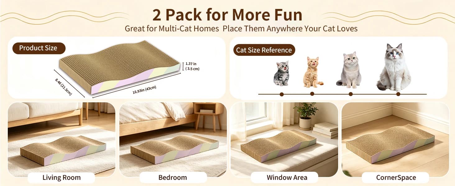Cat Scratching Board 2-Pack — Reversible Cat Scratcher Pad — product details