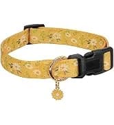 2 Pack Cotton Breakaway Cat Collar with Bell Yellow&Green Flowers Pendant Cute Kitten Cat Collar Suited to — collection imagery