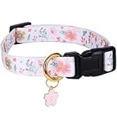 2 Pack Cotton Breakaway Cat Collar with Bell Yellow&Green Flowers Pendant Cute Kitten Cat Collar Suited to — collection imagery