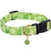 2 Pack Cotton Breakaway Cat Collar with Bell Yellow&Green Flowers Pendant Cute Kitten Cat Collar Suited to — collection imagery