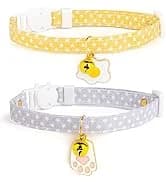 2 Pack Cotton Breakaway Cat Collar with Bell Yellow&Green Flowers Pendant Cute Kitten Cat Collar Suited to — collection imagery