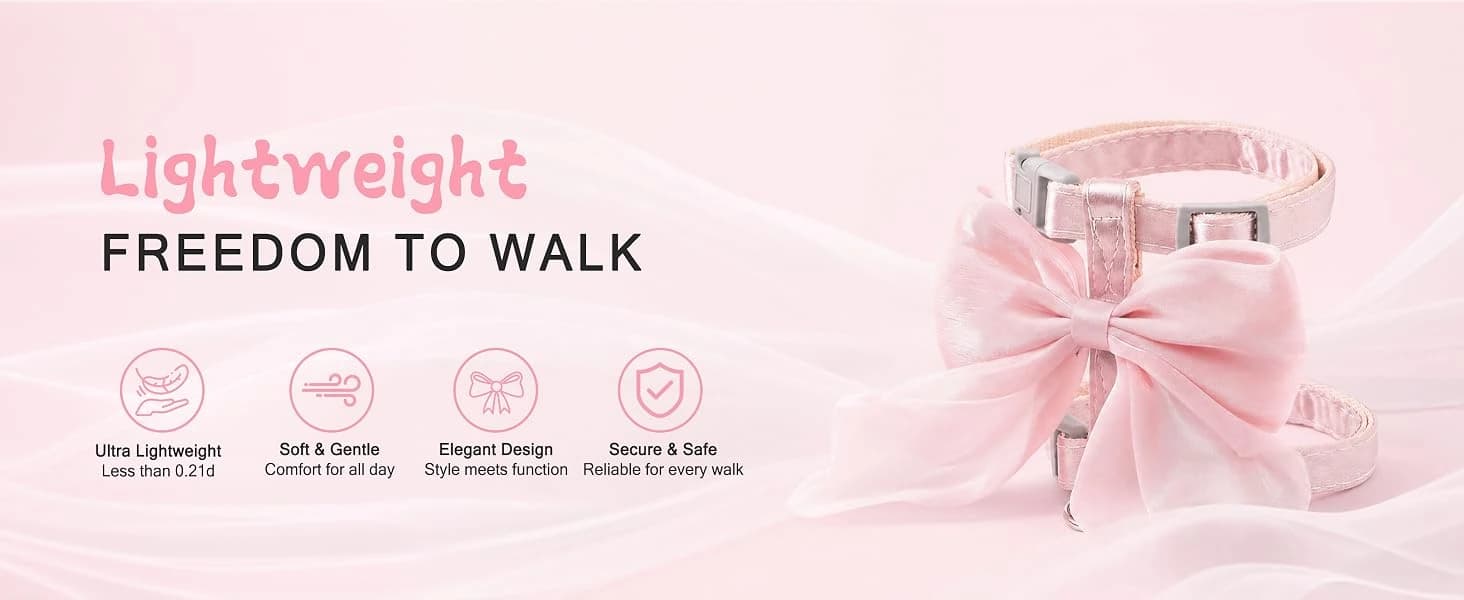 Pink Bow Cat Harness and Leash Set — Escape Proof — product details