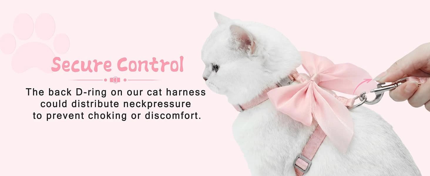 Pink Bow Cat Harness and Leash Set — Escape Proof — collection imagery