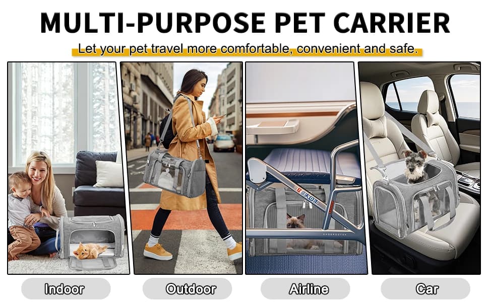 Soft-Sided Cat/Dog/Pet Carrier — Collapsible Pets Travel Carriers — product details