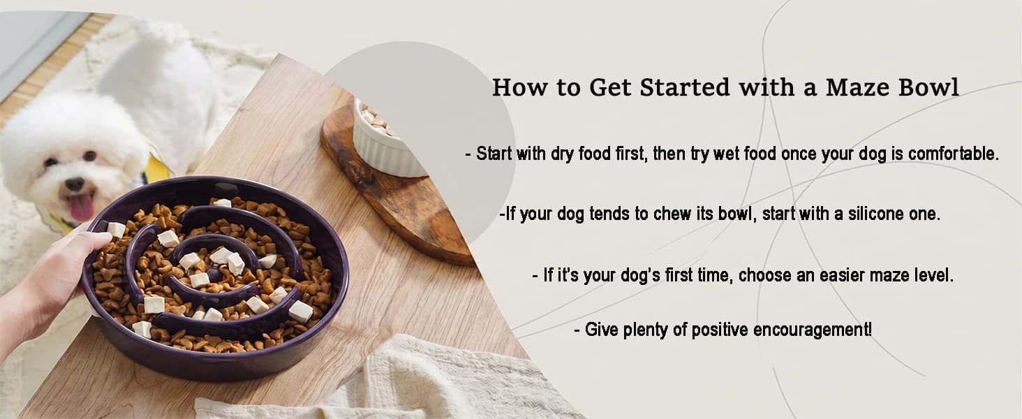 Dog Bowls Slow Feeder Ceramic — 1.5 Cup Slow Feeding Bowl for Small and Medium Breed — collection imagery