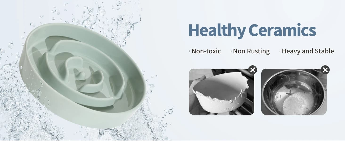 Ceramic Slow Feeder Bowls for Dogs — 8.3 in Slow Feeder for Medium Breed — product details