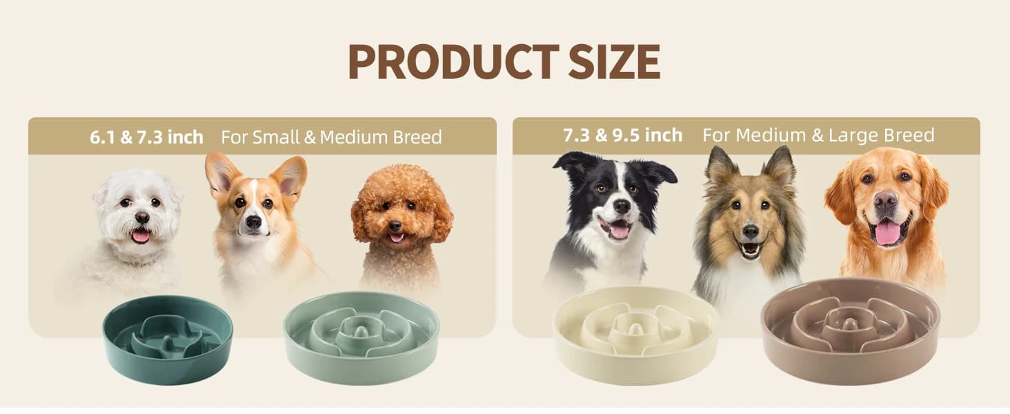 Ceramic Slow Feeder Bowls for Dogs — 8.3 in Slow Feeder for Medium Breed — product details