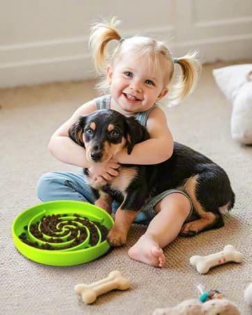 Slow Feeder Dog Bowls, Dishwasher Microwave Safe Silicone Puppy Puzzle Bowl with Non-Slip Design for Eating — collection imagery