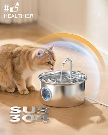 Cat Water Fountain Stainless Steel: Cat Fountain for Drinking - 88oz/2.6L — collection imagery