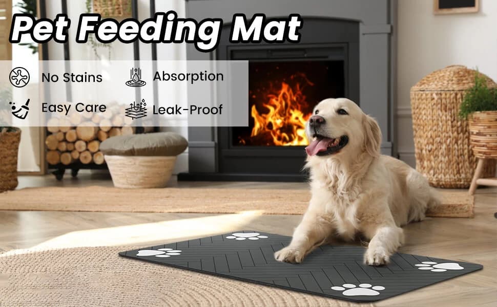 Pet Feeding Mat-Absorbent Pet Placemat for Food and Water Bowl — product details