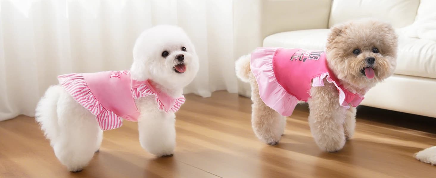 4 Pieces Dog Dress Shirt Puppy Clothes for Small Girl Cute Doggie Dresses Summer Clothes Apparel for Dogs and — product details