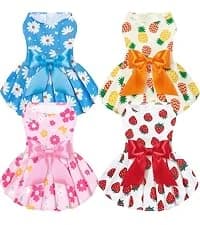 4 Pieces Dog Dress Shirt Puppy Clothes for Small Girl Cute Doggie Dresses Summer Clothes Apparel for Dogs and — collection imagery