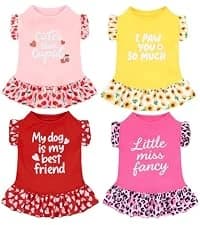 4 Pieces Dog Dress Shirt Puppy Clothes for Small Girl Cute Doggie Dresses Summer Clothes Apparel for Dogs and — collection imagery
