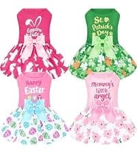 4 Pieces Dog Dress Shirt Puppy Clothes for Small Girl Cute Doggie Dresses Summer Clothes Apparel for Dogs and — collection imagery