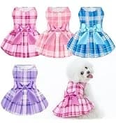 4 Pieces Dog Dress Shirt Puppy Clothes for Small Girl Cute Doggie Dresses Summer Clothes Apparel for Dogs and — collection imagery