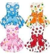 4 Pieces Dog Dress Shirt Puppy Clothes for Small Girl Cute Doggie Dresses Summer Clothes Apparel for Dogs and — collection imagery