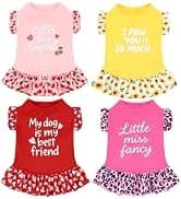 4 Pieces Dog Dress Shirt Puppy Clothes for Small Girl Cute Doggie Dresses Summer Clothes Apparel for Dogs and — collection imagery