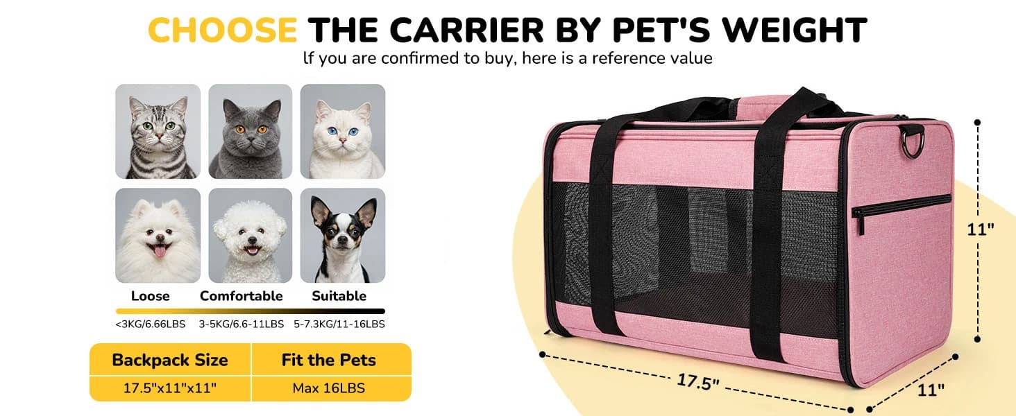 Cat Carrier Dog Carrier for Pets Up to 16 Lbs — product details