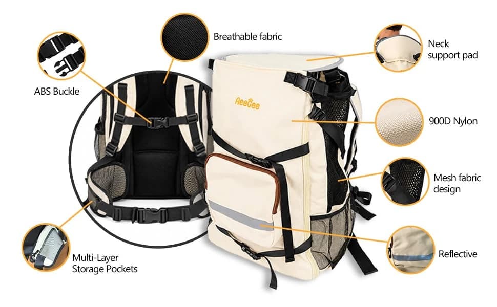 Waterproof 900D Nylon Dog Backpack Carrier for Medium Dogs Under 30 lb — product details