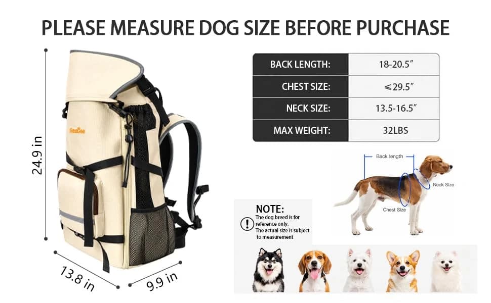 Waterproof 900D Nylon Dog Backpack Carrier for Medium Dogs Under 30 lb — product details