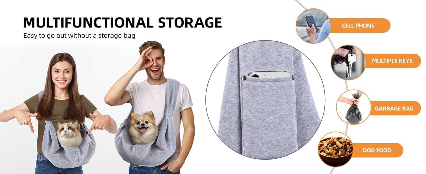 Dog and Cats Carrier Sling — Puppy Small Pet Carrier with Storage Pocket — product details
