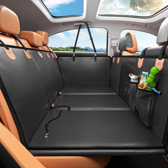 Hard Bottom Dog Car Seat Cover for Back Seat — PU Leather Dog Seat Extender