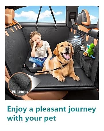 Hard Bottom Dog Car Seat Cover for Back Seat — PU Leather Dog Seat Extender — collection imagery