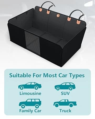 Hard Bottom Dog Car Seat Cover for Back Seat — PU Leather Dog Seat Extender — collection imagery