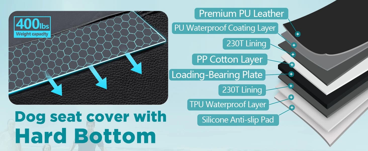 Hard Bottom Dog Car Seat Cover for Back Seat — PU Leather Dog Seat Extender — product details