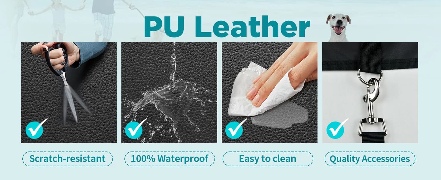 Hard Bottom Dog Car Seat Cover for Back Seat — PU Leather Dog Seat Extender — product details