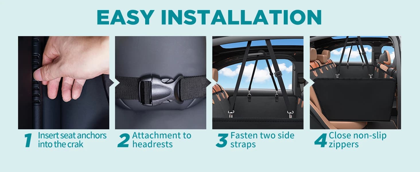 Hard Bottom Dog Car Seat Cover for Back Seat — PU Leather Dog Seat Extender — product details