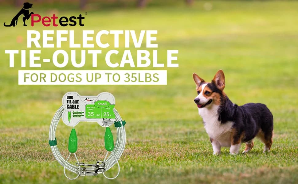25ft Reflective Tie-Out Cable for Small Dogs Up to 35 Pounds — product details