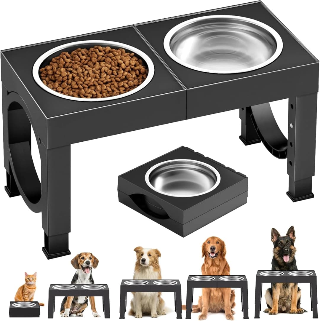 Elevated Dog Bowls Large Breed Raised Dogs Bowl Stand Large/Medium Sized Dog Stainless Steel Food Water Bowl