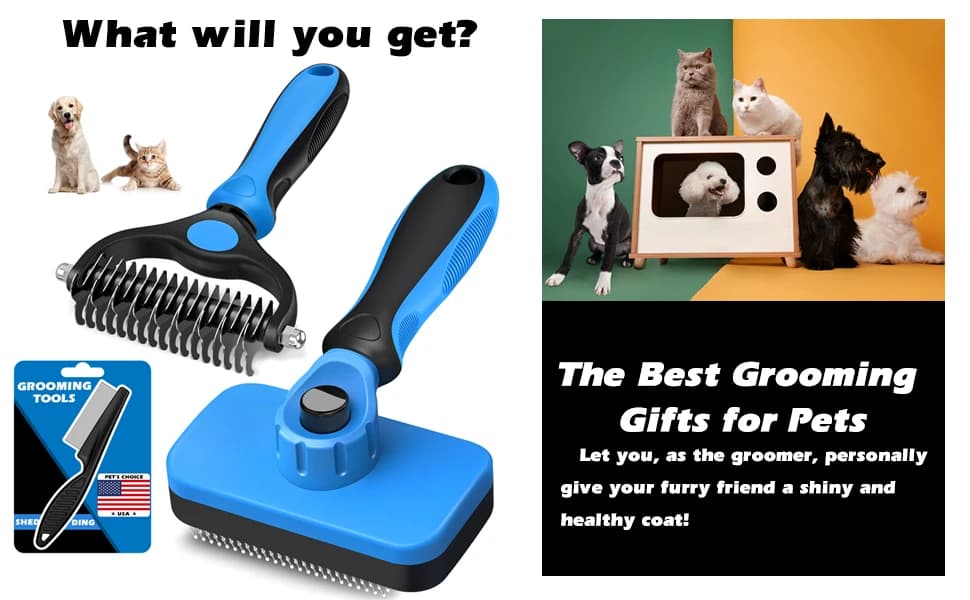 Professional 3PCS Self Cleaning Slicker Brush and Pet Grooming Rake & Flea Comb for Dogs — product details