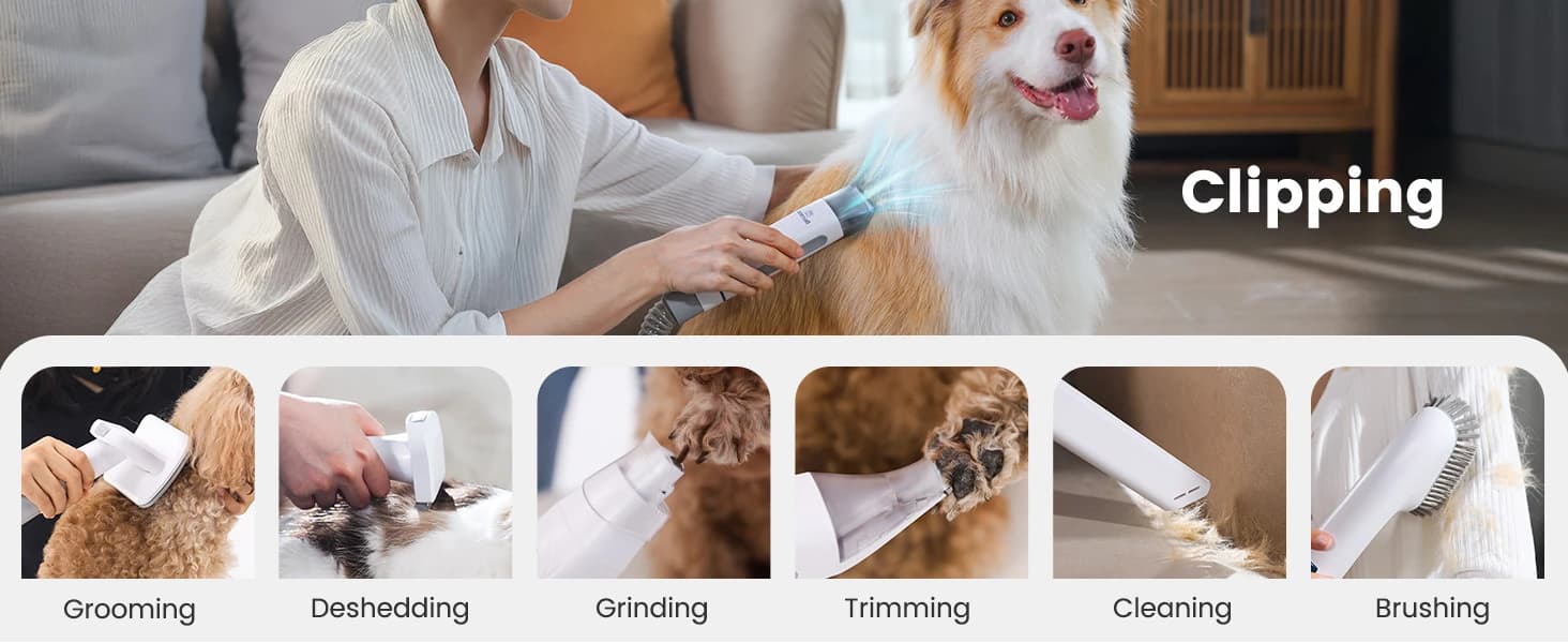 Dog Grooming Vacuum,7 in 1 Grooming kit Tools with Low Noise — collection imagery