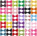 60PCS (30 Paris) Cute Puppy Dog Small Bowknot Hair Bows with Metal Clips Handmade Hair Accessories Bow Pet