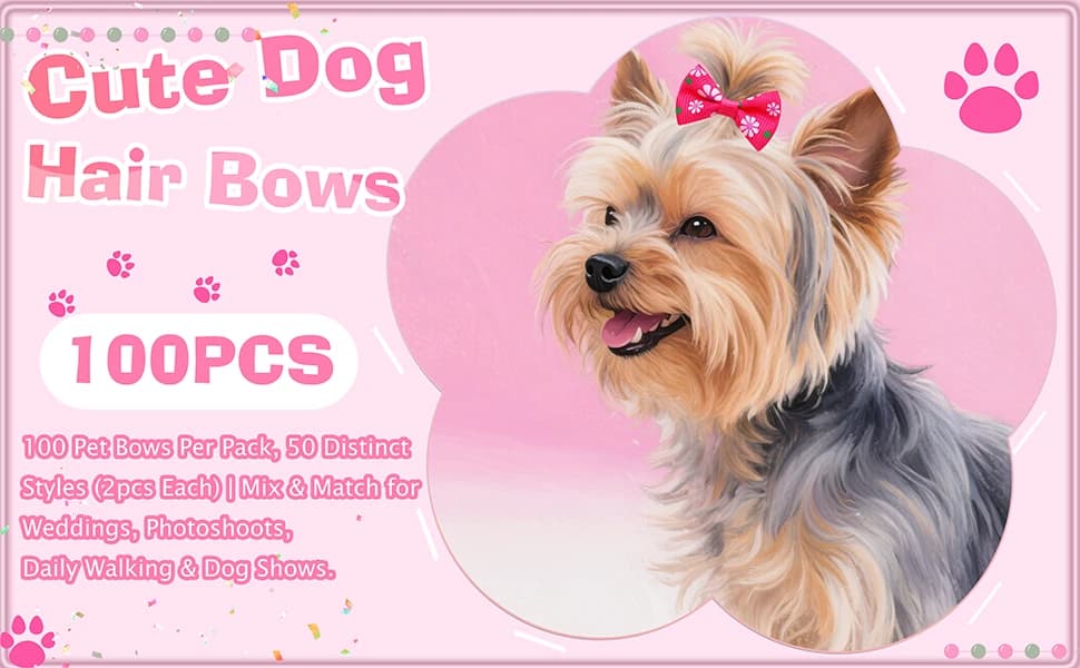 Small Dog Hair Bows with Rubber Bands for Small and Medium Dogs — product details