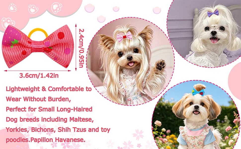Small Dog Hair Bows with Rubber Bands for Small and Medium Dogs — product details